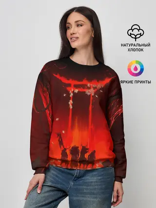 Женский свитшот / GHOST OF TSUSHIMA САМУРИ В ОГНЕ