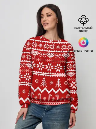 Женский свитшот / Праздничный новогодний узор