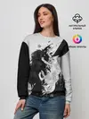 Женский свитшот / ИНЬ ЯНЬ ВОЛКИ ЧЁРНО БЕЛЫЙ