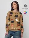 Женский свитшот / Черные новогодние коты