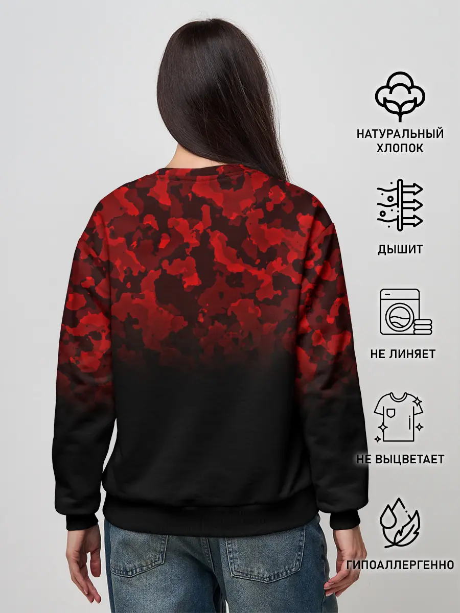 Женский свитшот / BLACK RED CAMO | RED MILLITARY