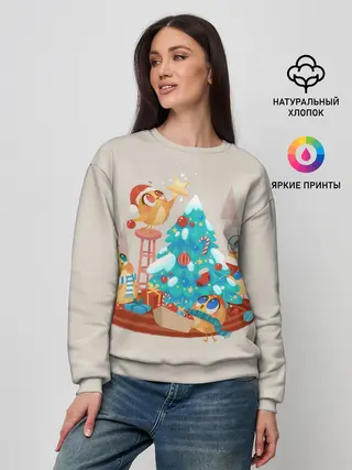 Женский свитшот / Зверята празднуют новый год