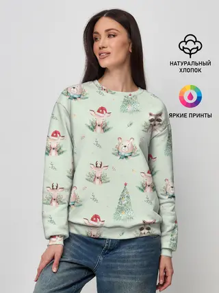 Женский свитшот / Олени, медведи и еноты
