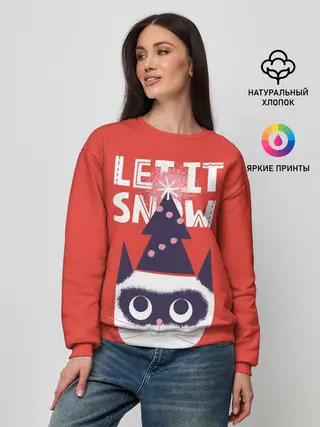 Женский свитшот / Котик. Новый год