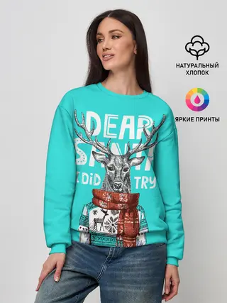 Женский свитшот / Олень в свитере с оленями