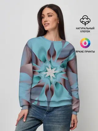 Женский свитшот / Абстрактный цветок. Голубой.