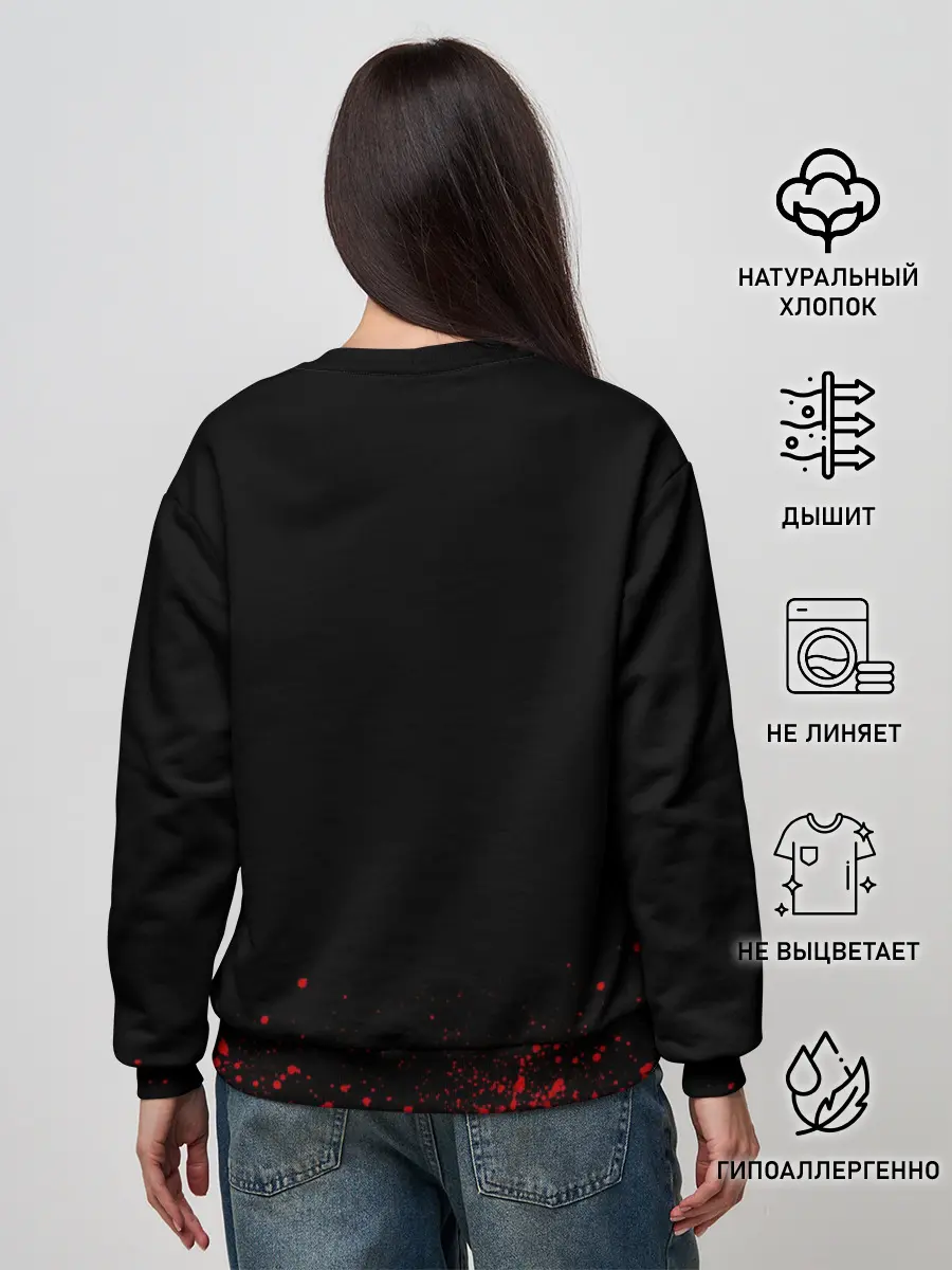 Женский свитшот / ТАРТАЛЬЯ | СНЕЖНАЯ | ЧЕРНЫЙ