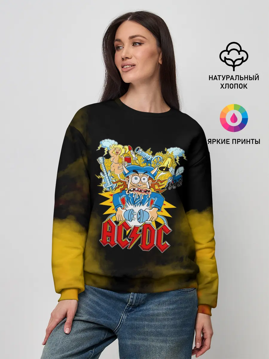 Женский свитшот / Карикатура Ангус Янг - AC/DC