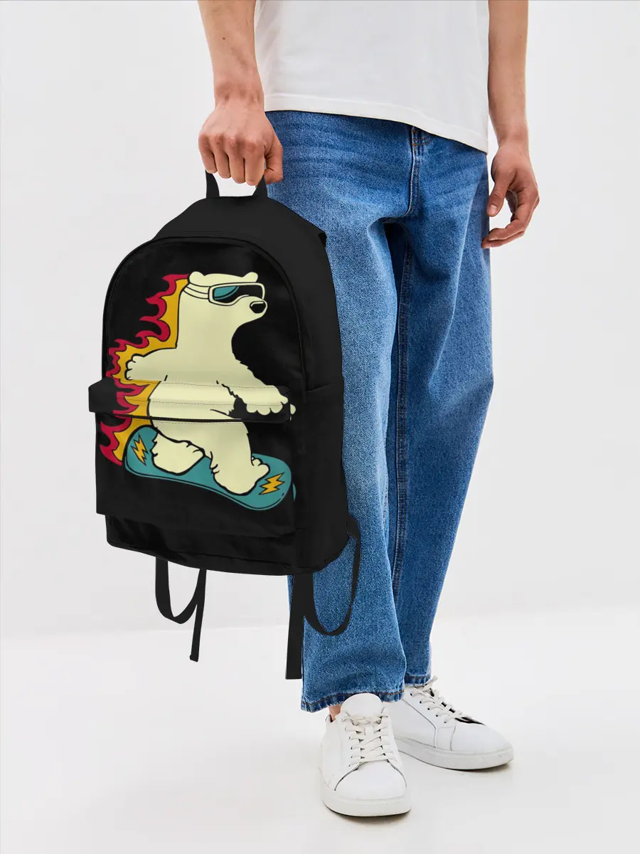 Рюкзак джинсовый / Мишка на борде