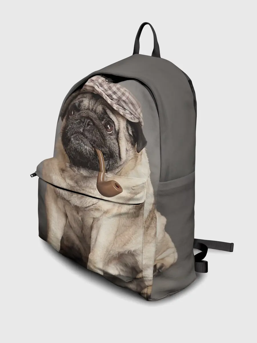 Рюкзак джинсовый / Мопс в кепке