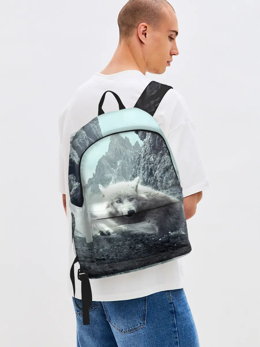 Рюкзак джинсовый / Волк в горах