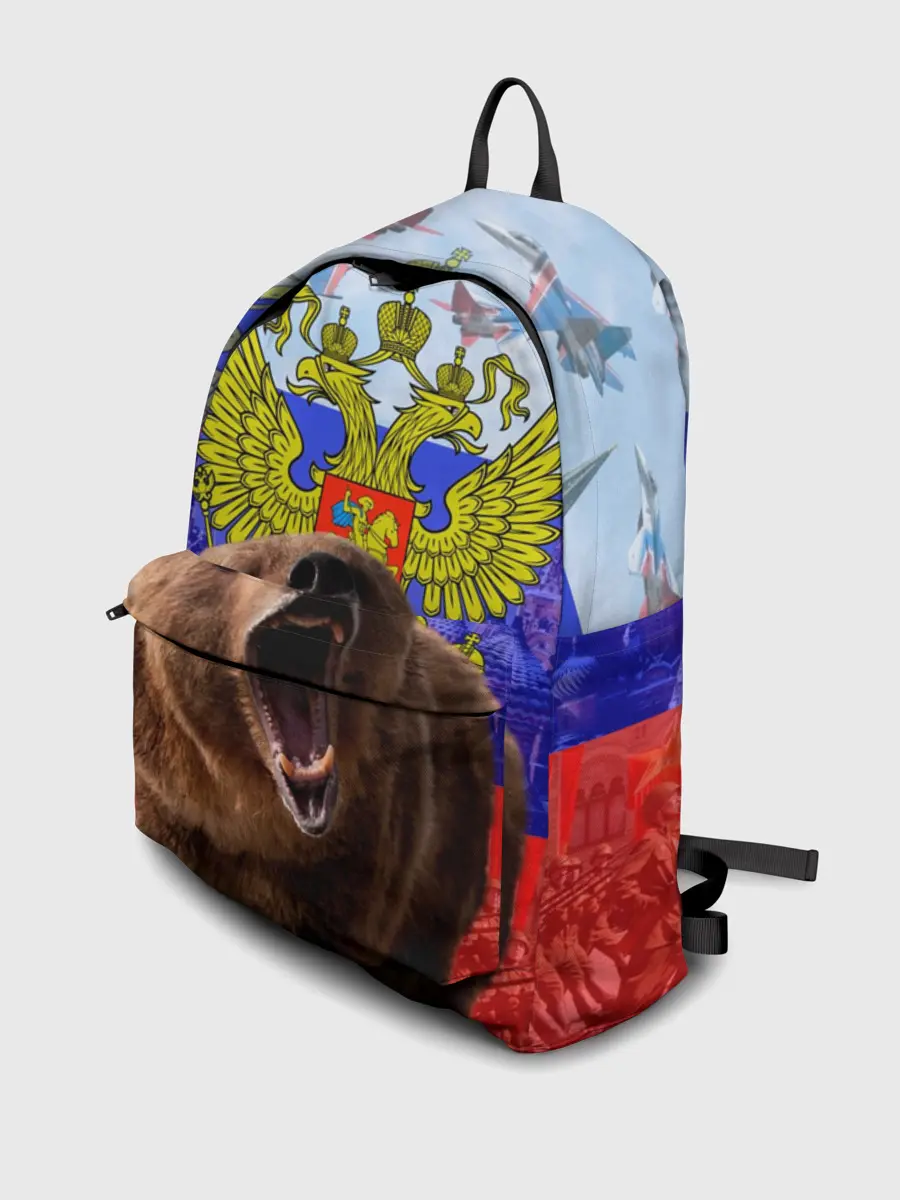 Рюкзак джинсовый / Русский медведь и герб