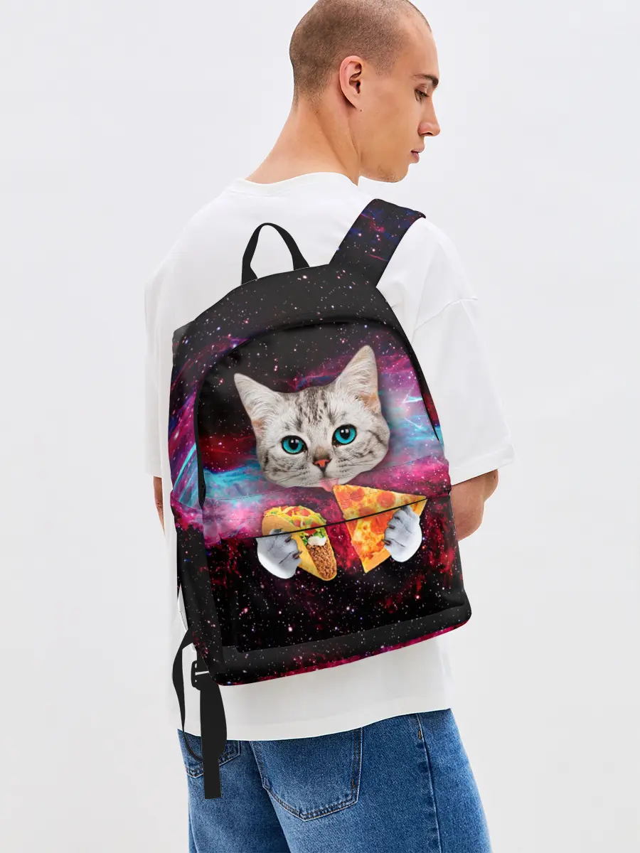 Рюкзак джинсовый / Кот с едой