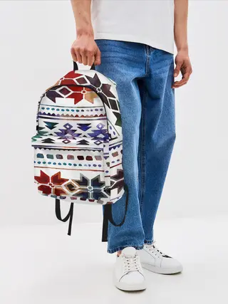 Рюкзак джинсовый / Снежинки акварель