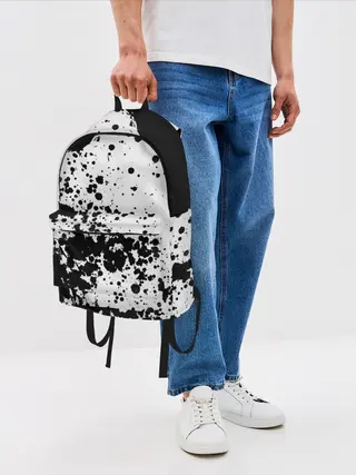 Рюкзак джинсовый / Черно-белые капли