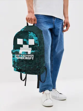 Рюкзак джинсовый / Артемий в стиле Minecraft