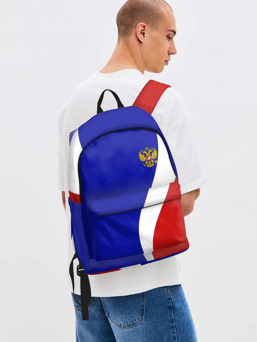 Рюкзак джинсовый / Герб РФ Триколор