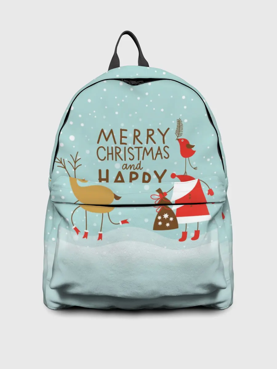 Рюкзак джинсовый / олень и Дед Мороз