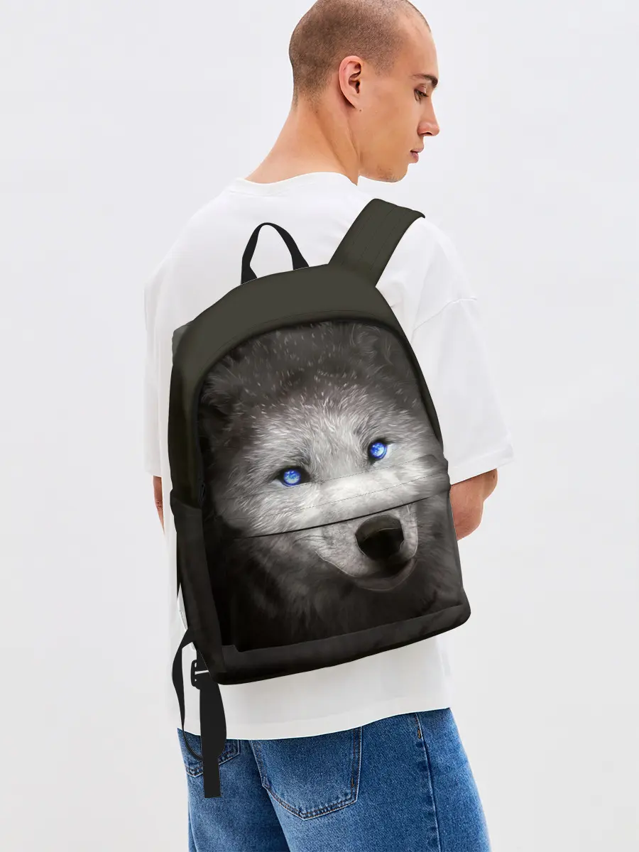 Рюкзак джинсовый / Голубоглазый волк