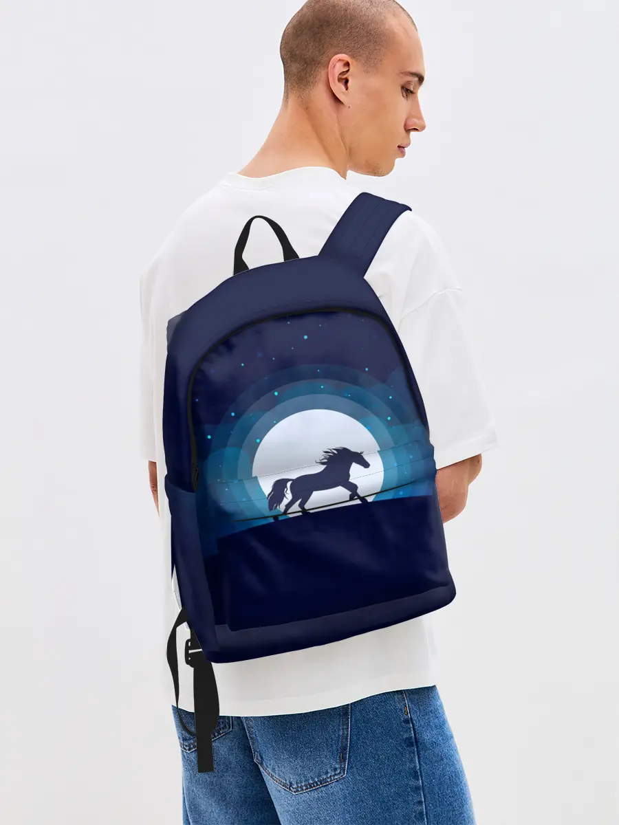 Рюкзак джинсовый / Лошадь под луной