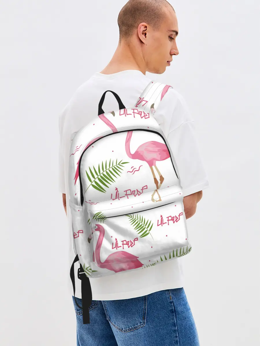 Рюкзак джинсовый / Lil Peep pink flamingo