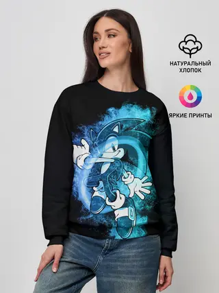 Женский свитшот / Соник сквозь кольцо