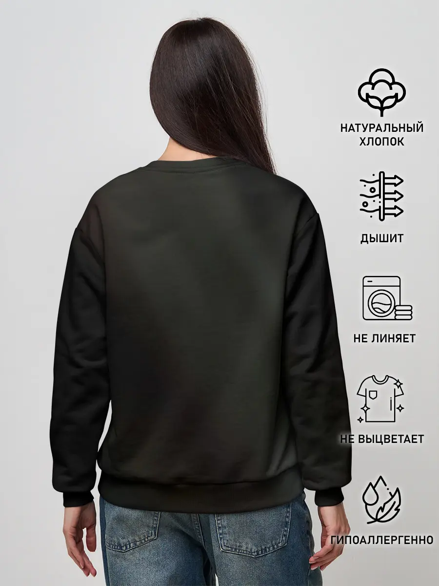 Женский свитшот / Чёрный клевер Аста и цветок