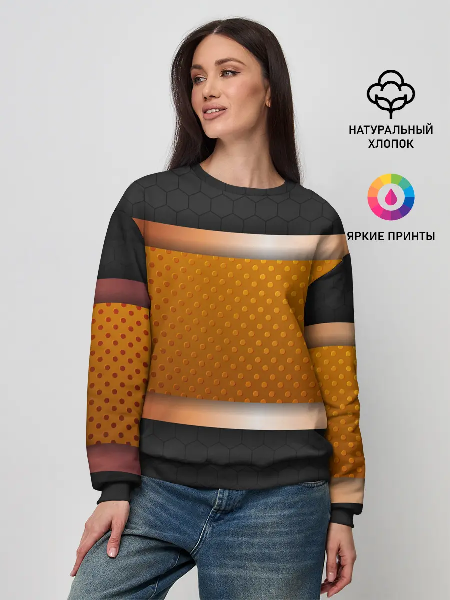 Женский свитшот / 3d gold / black