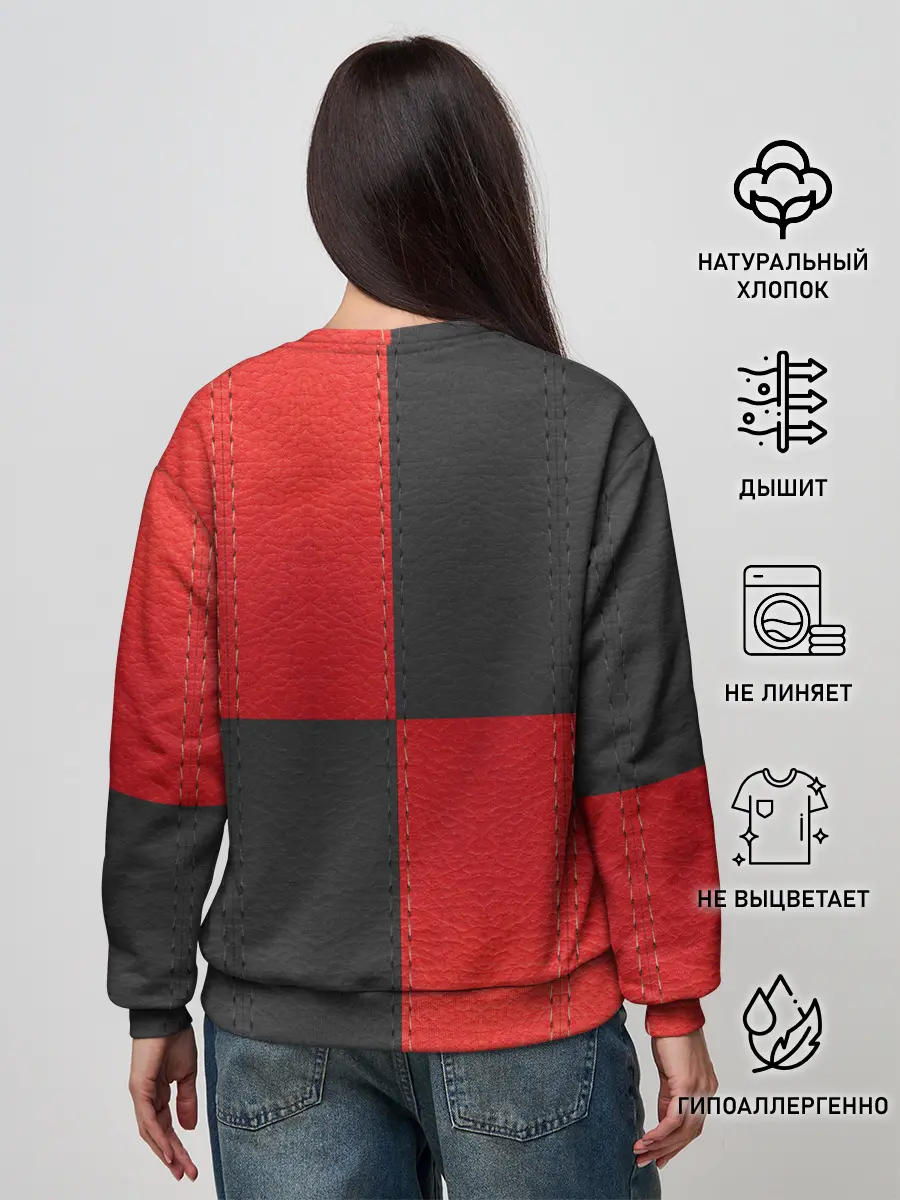 Женский свитшот / Черно-красная Кожа