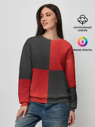 Женский свитшот / Черно-красная Кожа
