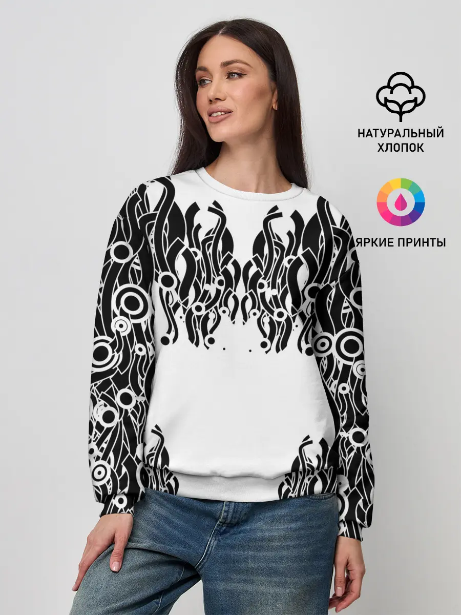 Женский свитшот / абстракция, круги, линии,