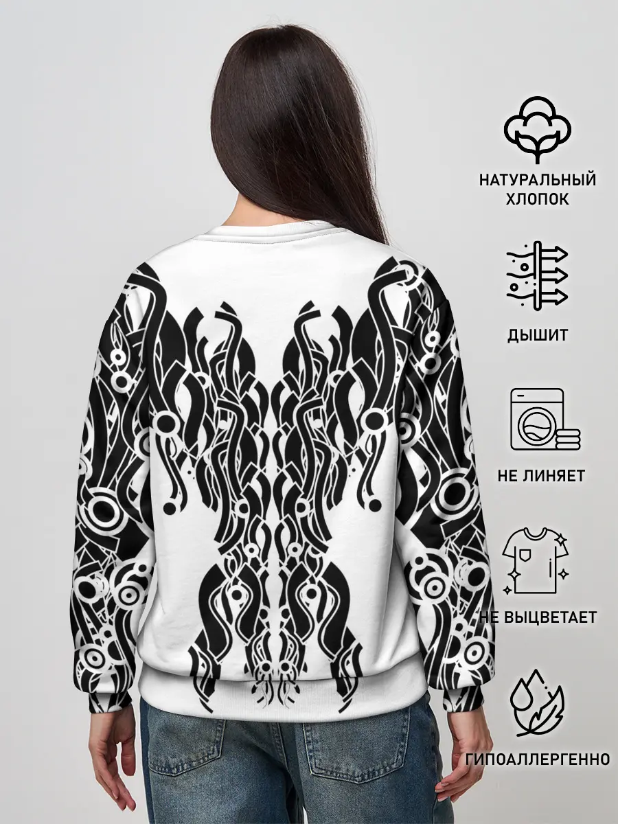 Женский свитшот / абстракция, круги, линии,
