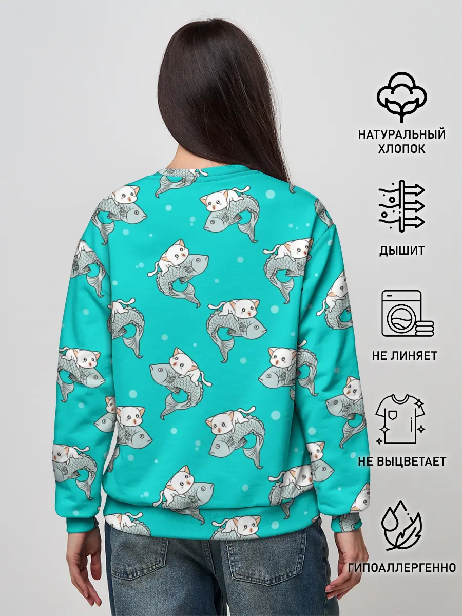 Женский свитшот / Котики и рыбки