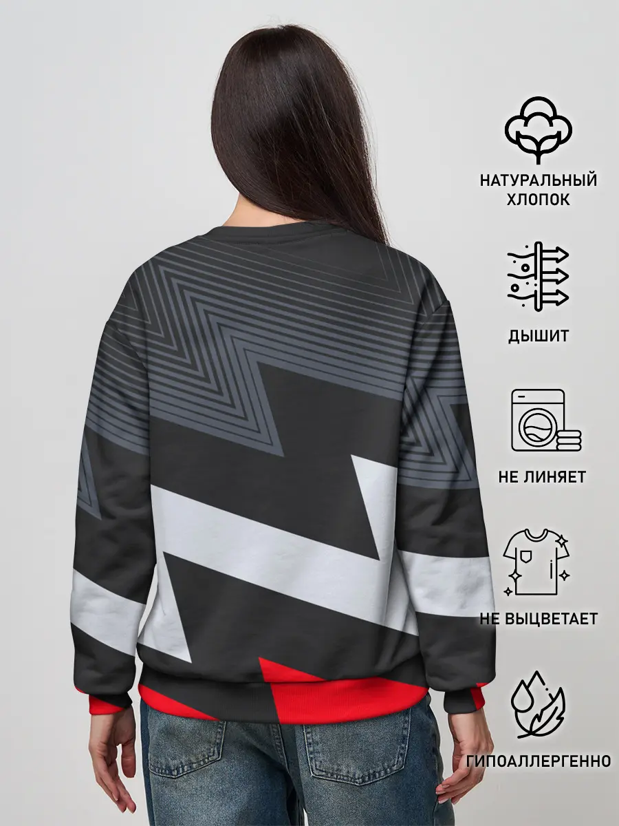 Женский свитшот / Черно-красные зигзаги