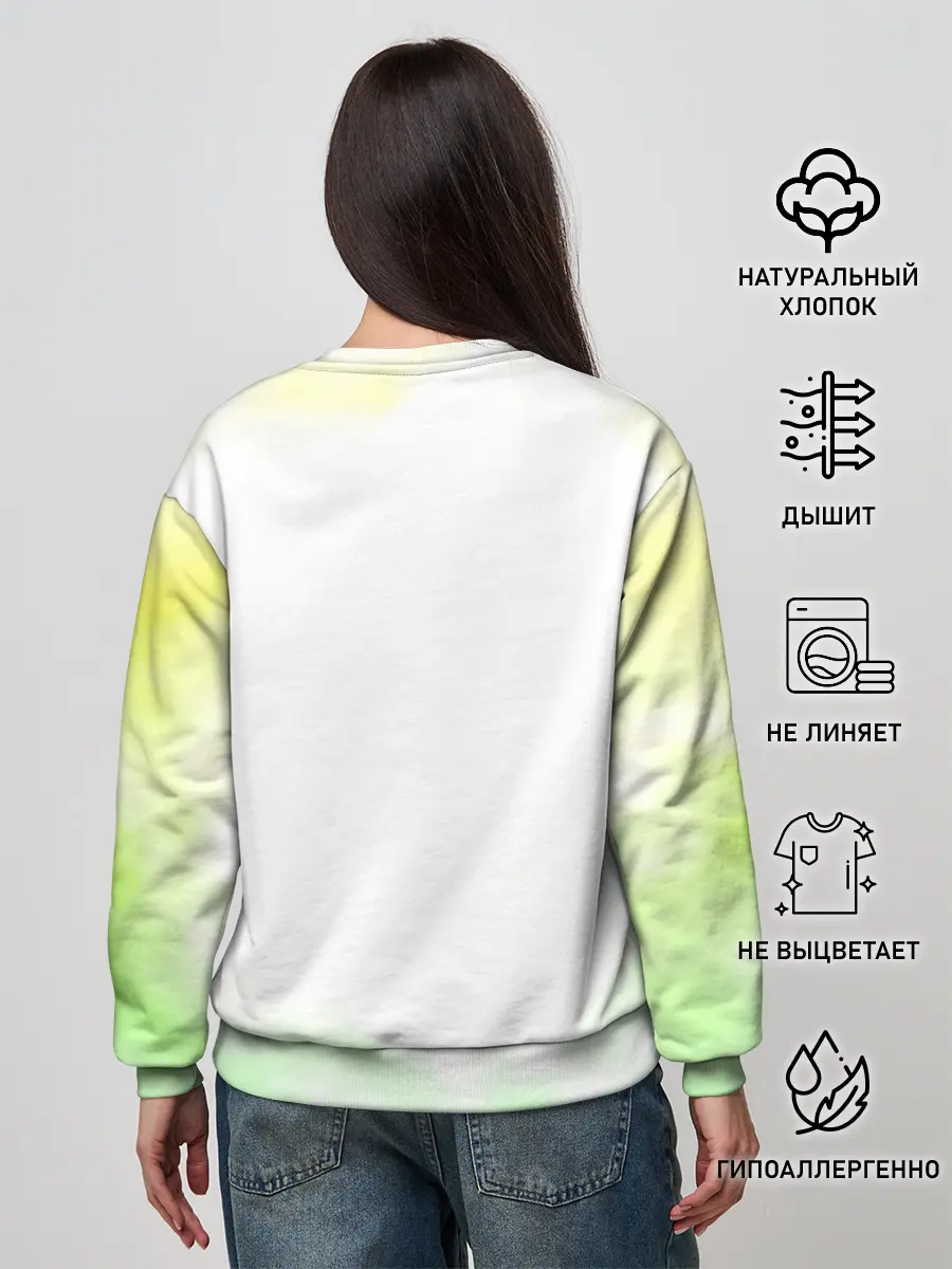 Женский свитшот / Чёрный клевер Юно кислотный