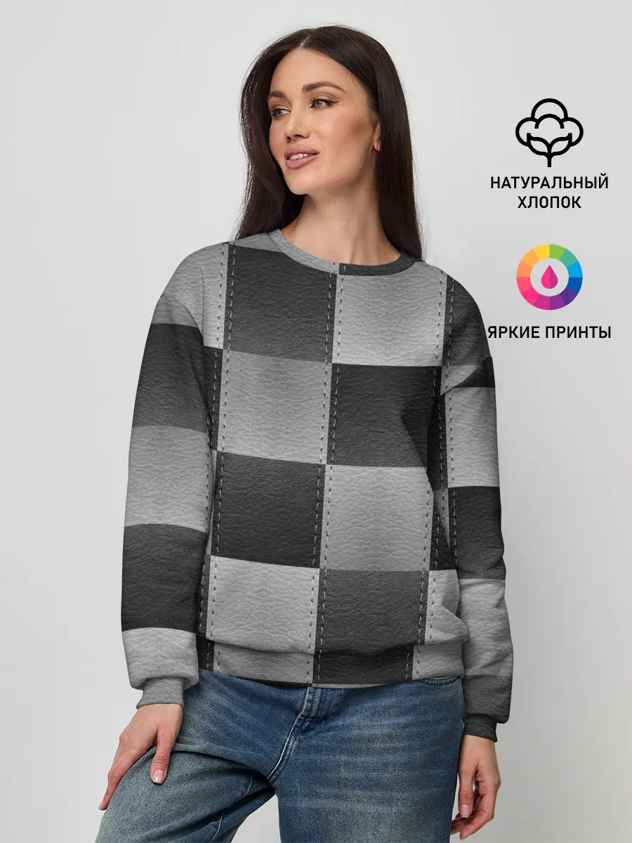 Женский свитшот / Пэчворк из Кожи