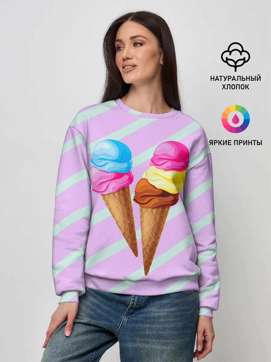 Женский свитшот / Мороженое графический фон