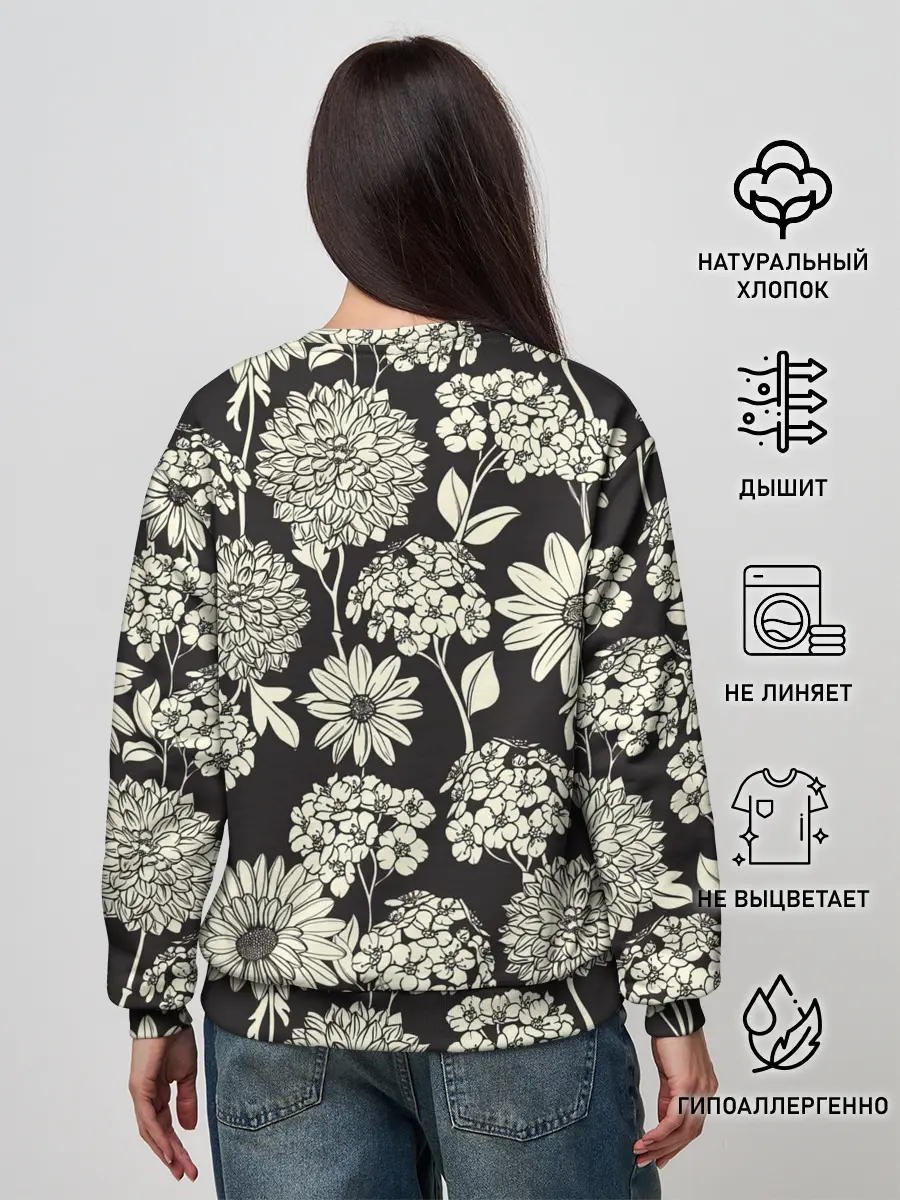 Женский свитшот / Белые цветы