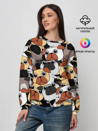 Женский свитшот / Собаки мопсы