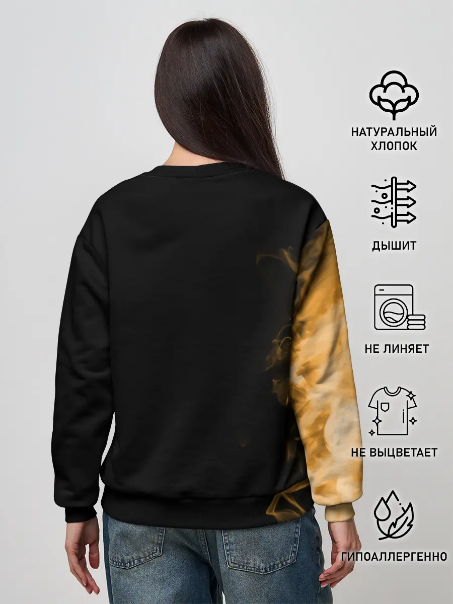 Женский свитшот / Чёрный клевер Аста желтая луна