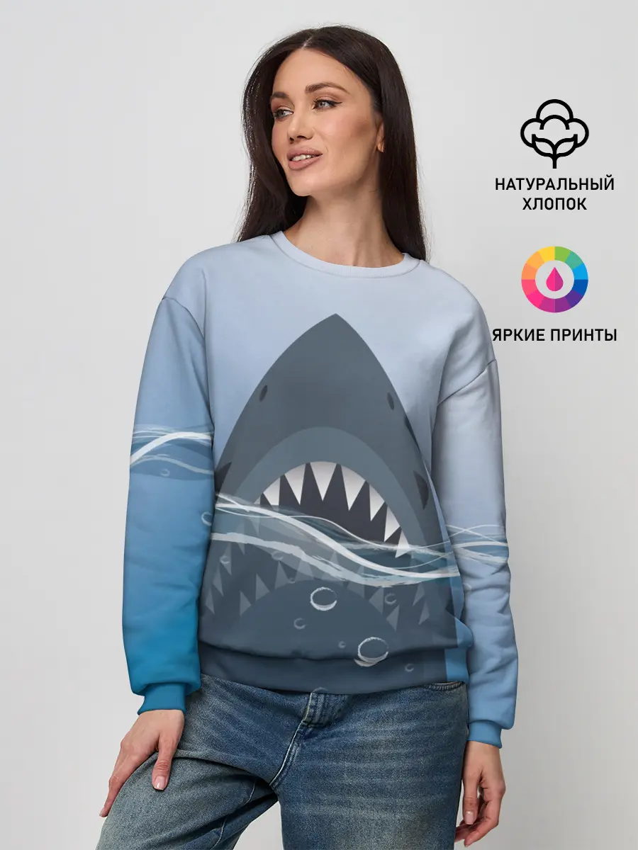 Женский свитшот / Акула под водой