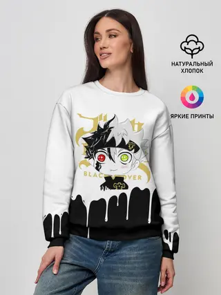 Женский свитшот / Черный Аста белая краска