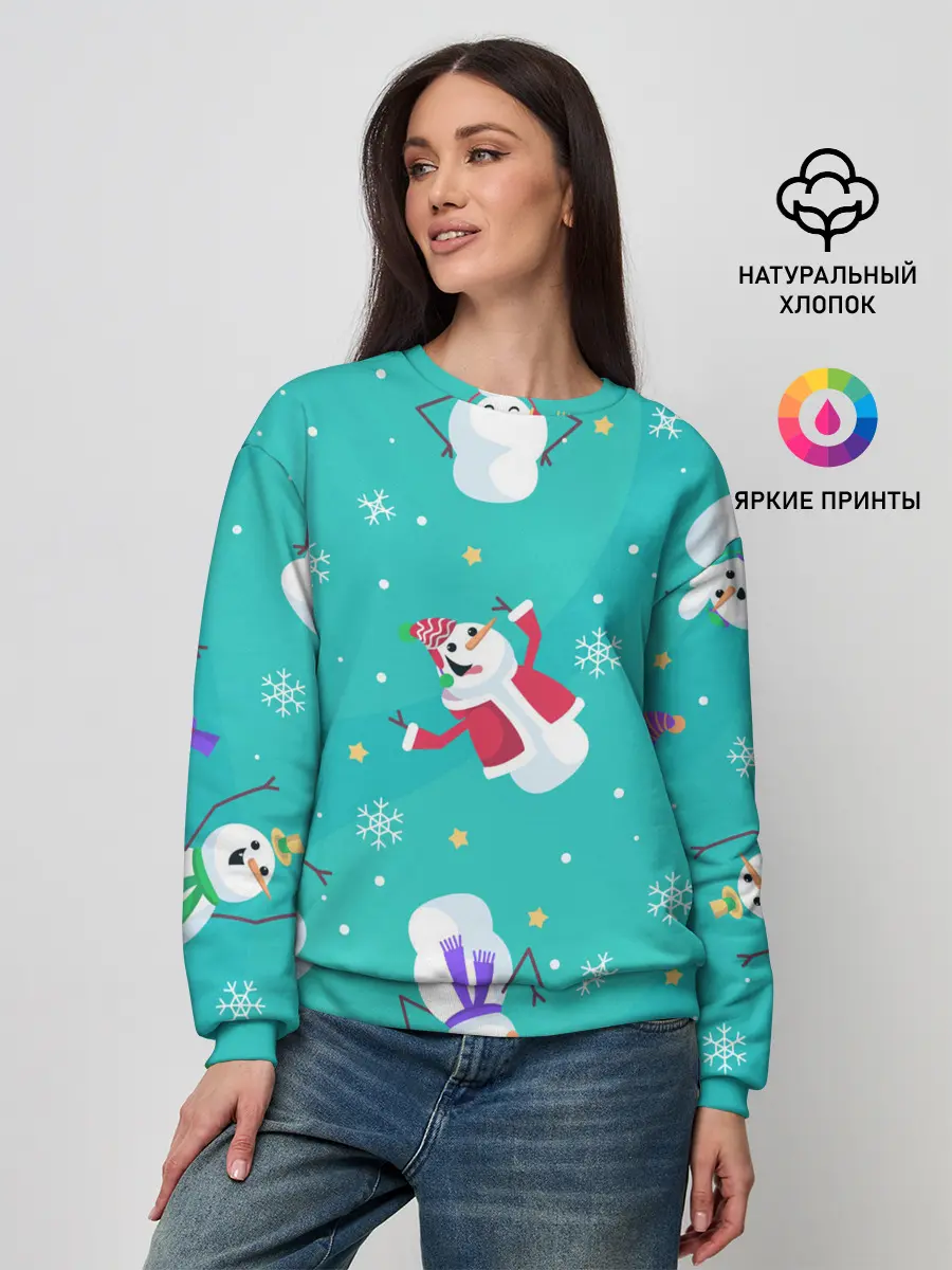 Женский свитшот / РазНые Снеговики