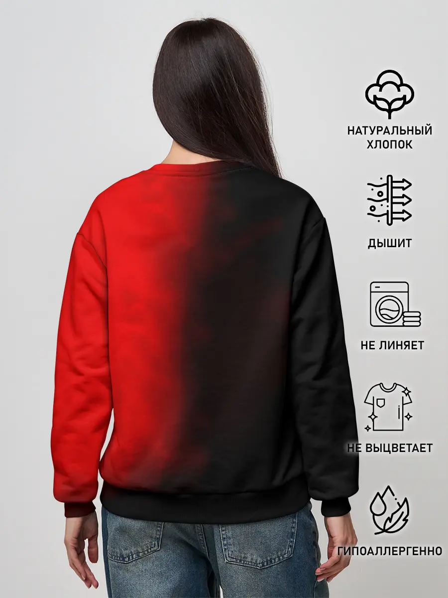 Женский свитшот / Чёрный Аста красный туман