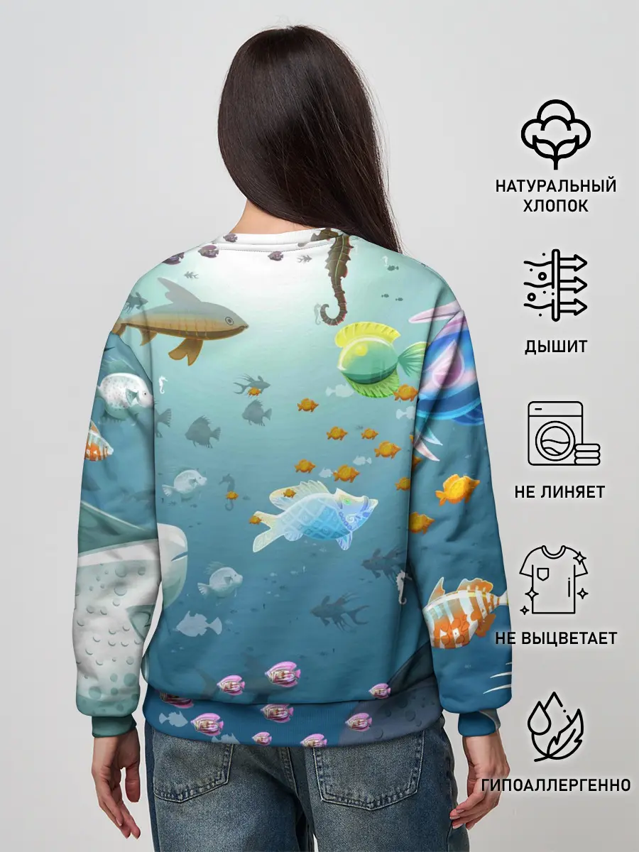 Женский свитшот / Мультяшные рыбки | Пляжная