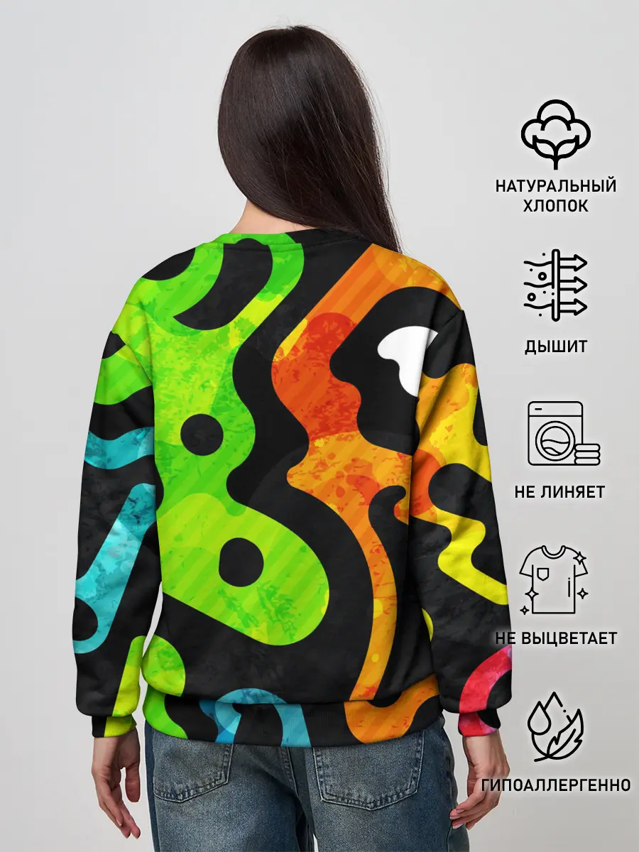 Женский свитшот / Разноцветные Кляксы Фигуры