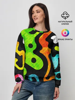 Женский свитшот / Разноцветные Кляксы Фигуры