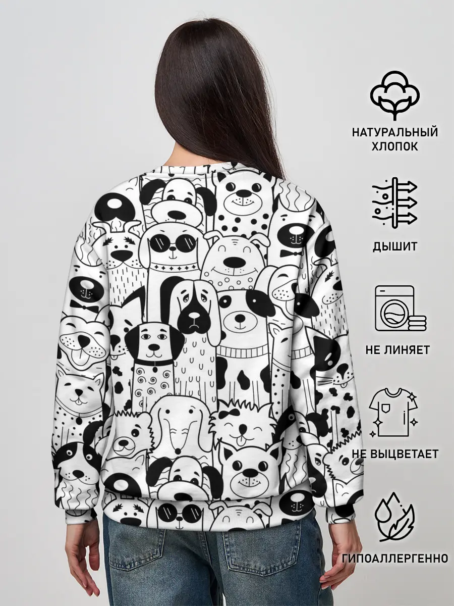 Женский свитшот / Собаки черно-белое