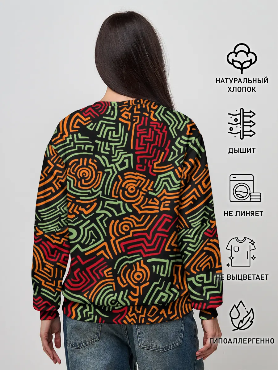 Женский свитшот / абстрактный узор линии