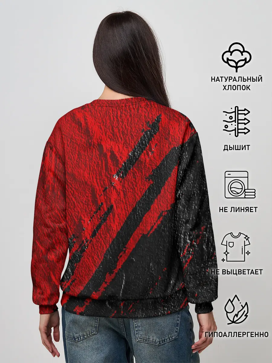 Женский свитшот / Красное чёрное 3D